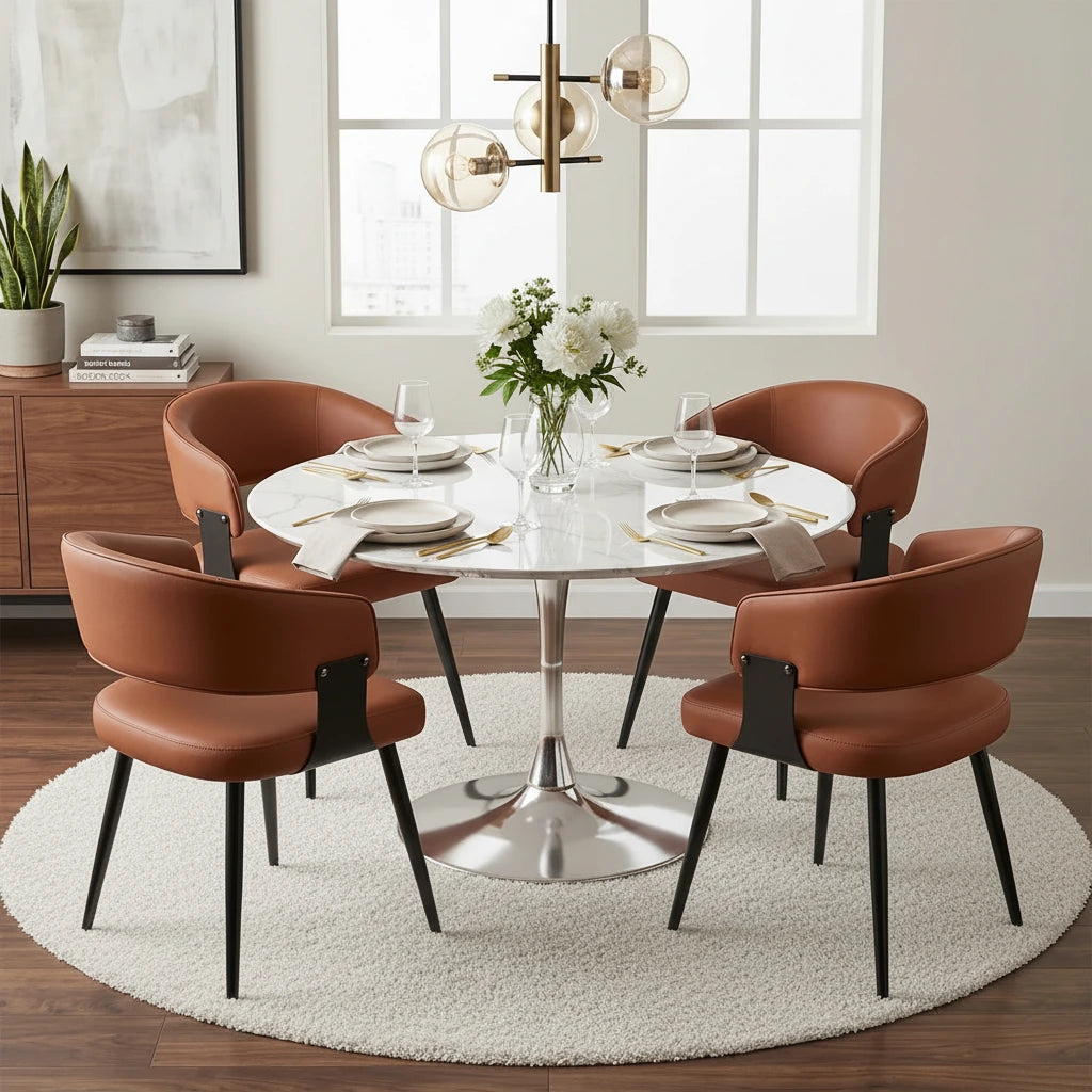 Set of 2 Comfort-Curve Faux Leather Dining & Kitchen Side Chairs with Heavy-Duty Metal Legs Multi Market World Inc.