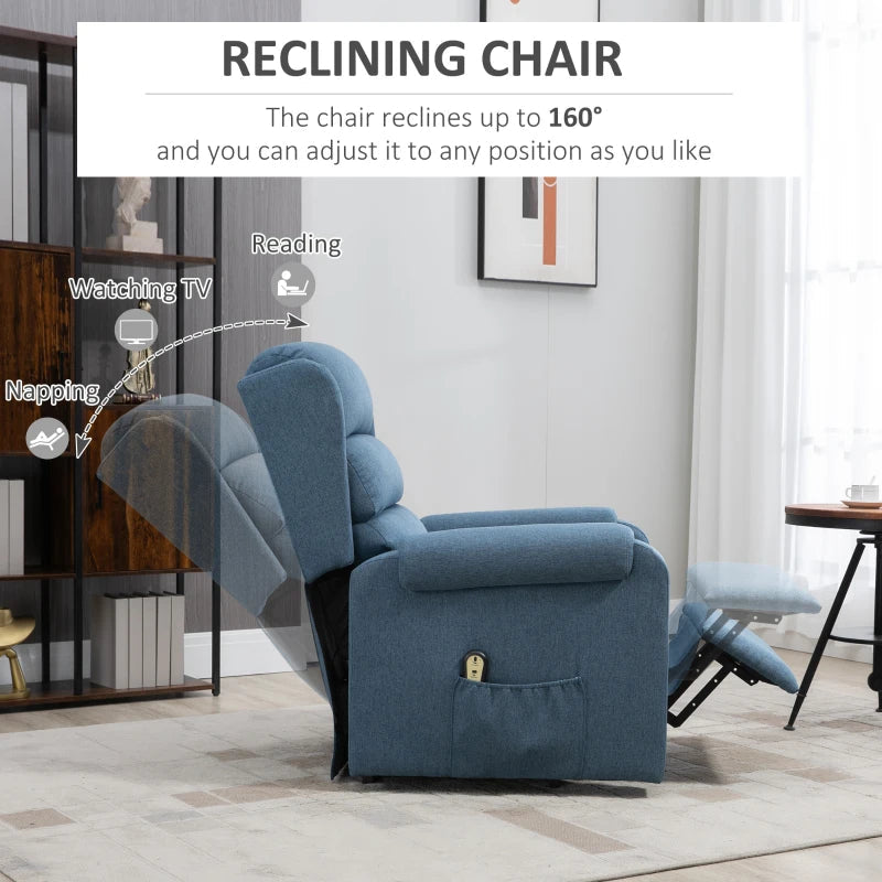 Lift Chair for Elderly, Power Chair Recliner with Footrest, Remote Control, Side Pockets for Living Room, Blue Multi Market World Inc.