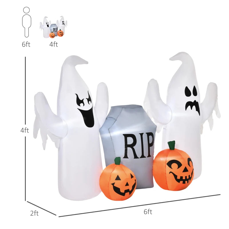4ft Light-Up Halloween Inflatable: Spooky Ghosts, Tombstone & Pumpkin