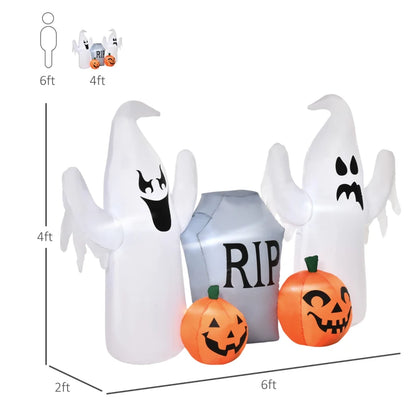 4ft Light-Up Halloween Inflatable: Spooky Ghosts, Tombstone & Pumpkin