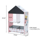 Kids House-Shaped Bookcase & Toy Organizer with Fabric Storage Bins Multi Market World Inc.