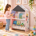 Kids House-Shaped Bookcase & Toy Organizer with Fabric Storage Bins Multi Market World Inc.
