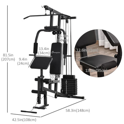 Multifunction Home Power Exercise Gym System Weight Training Exercise Workout Station Fitness Strength Machine for Whole Body Training Black 4.7
