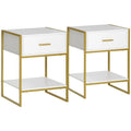 ightstand Set of 2, Modern Bedside Table with Drawer and Shelf, Bedside Cabinets for Bedroom, White Multi Market World Inc.