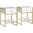 ightstand Set of 2, Modern Bedside Table with Drawer and Shelf, Bedside Cabinets for Bedroom, White Multi Market World Inc.