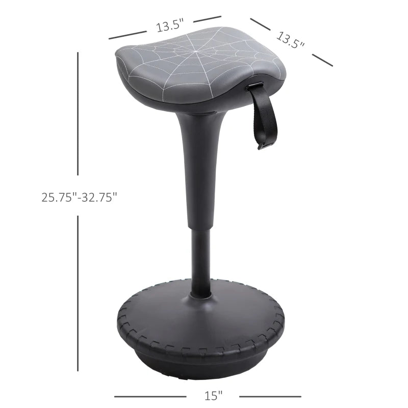Office Chair Lift Wobble Stool Standing Chair 360° Swivel, Tilting, with Adjustable Height and Saddle Seat, Grey