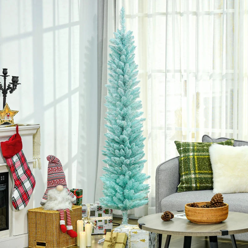 6ft Pencil Christmas Trees, Skinny Artificial Christmas Tree for Xmas Holiday Decor, Gradient Blue Multi Market World Inc.