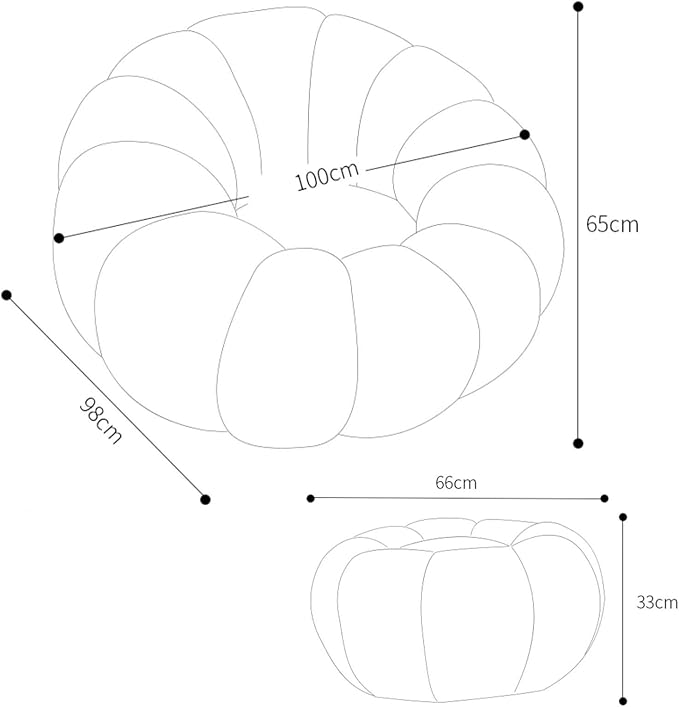 Pumpkin Swivel Accent Chair, Modern Lounge Sofa Round Barrel Chair, Wool Chair with Ottoman