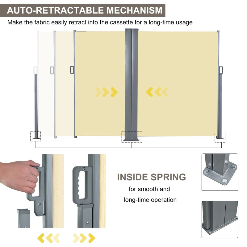 Patio Retractable Double Side Awning, Folding Privacy Screen Fence, Privacy Wall Corner Divider, Garden Outdoor Sun Shade Wind Screen Multi Market World Inc.