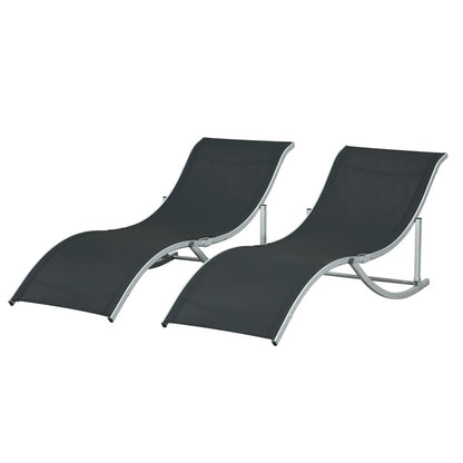 Pool Chaise Lounge Chairs Set of 2, S-shaped Foldable Outdoor Chaise Lounge Chair Reclining for Patio Beach Garden With 264lbs Weight Capacity, Black 7 Global Ratings