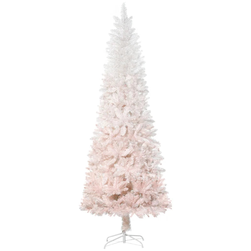 6ft Pencil Artificial Christmas Tree with Pine Realistic Branches, Auto Open, Pink and White Multi Market World Inc.