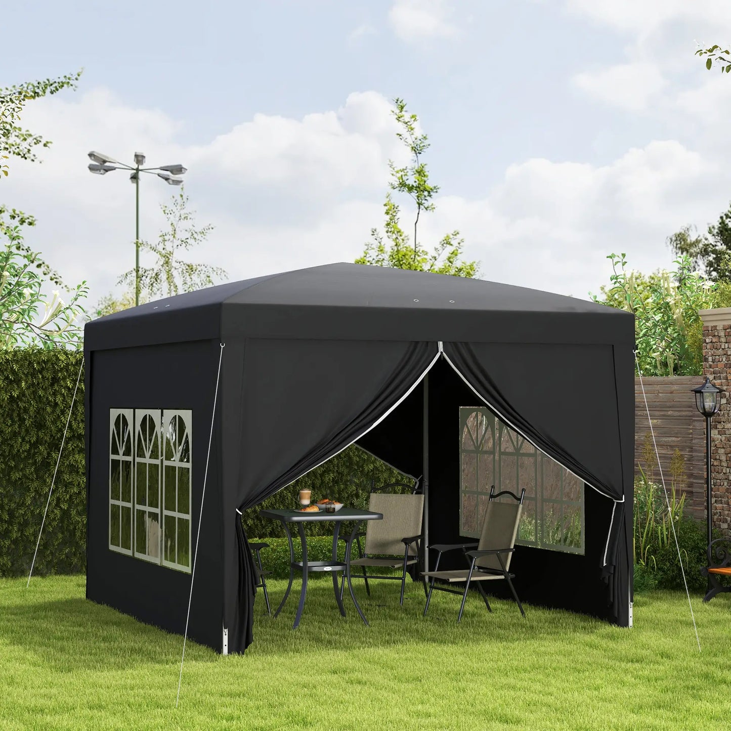 10x10 Pop-Up Canopy Tent with Sidewalls & Mesh Screens