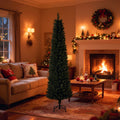 6FT Artificial Christmas Tree Xmas Pencil Tree Holiday Home Indoor Decoration with Foldable Black Stand for Party, Green Multi Market World Inc.