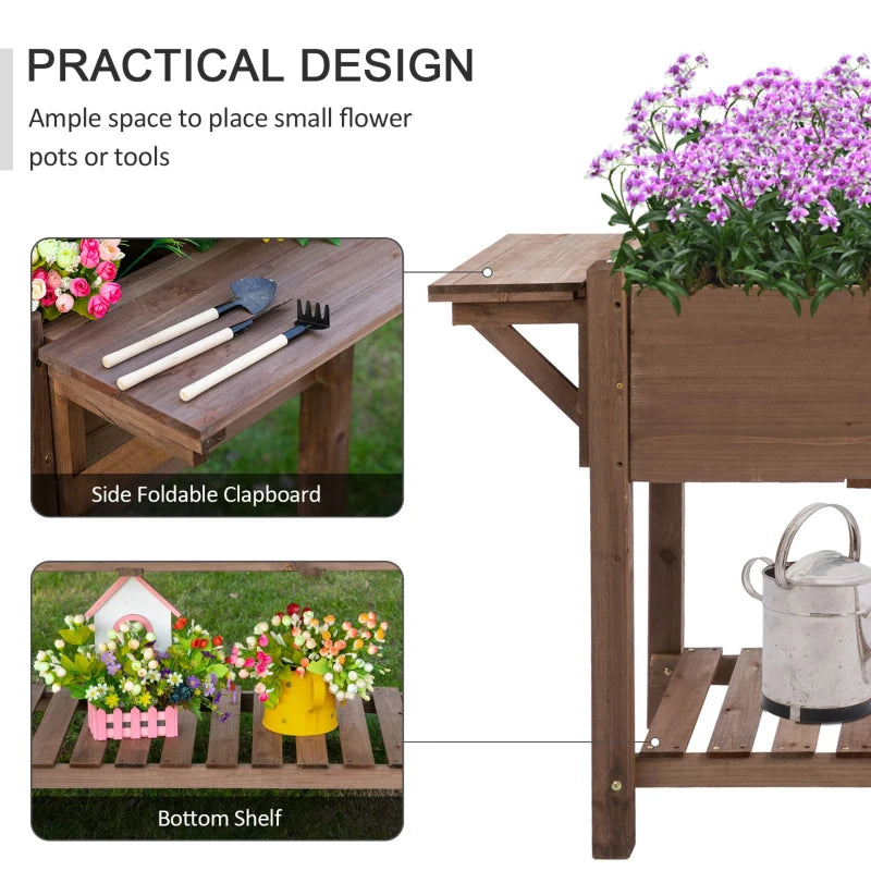 Raised Garden Bed with 8 Grids and Storage Shelf, Elevated Planter Box with Legs, for Vegetables Flowers Herbs, Brown