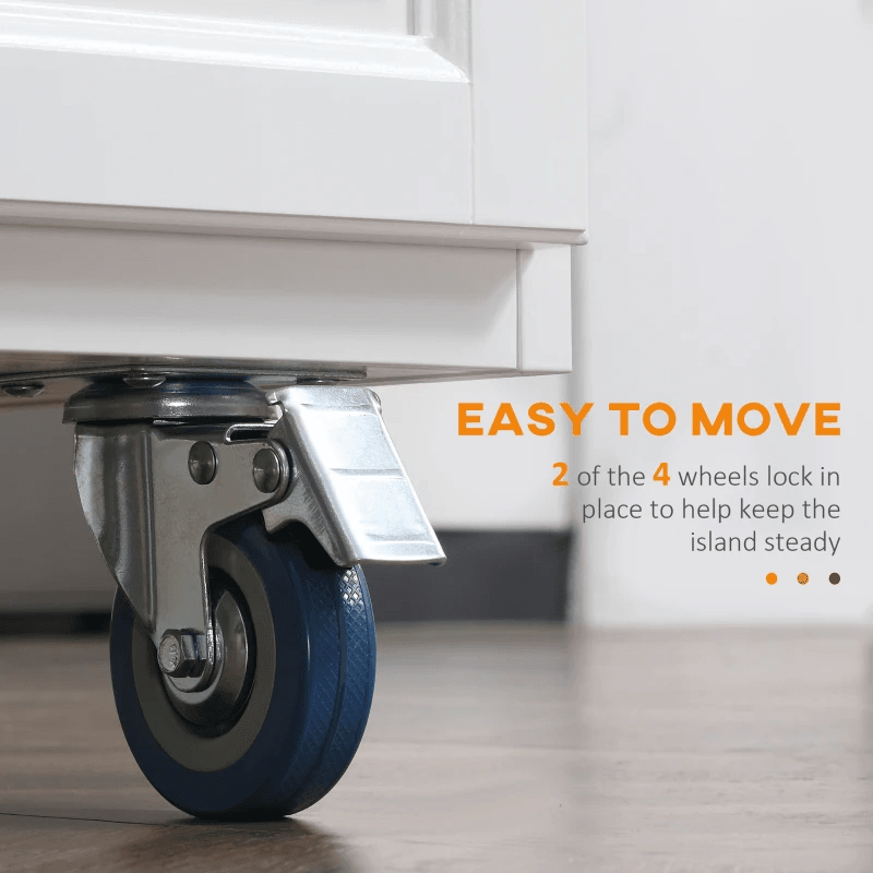 Rolling Kitchen Island on Wheels Utility Cart with Drop-Leaf, Rubber Wood Countertop, Storage Drawers, Door Cabinets and Adjustable Shelves Multi Market World Inc.