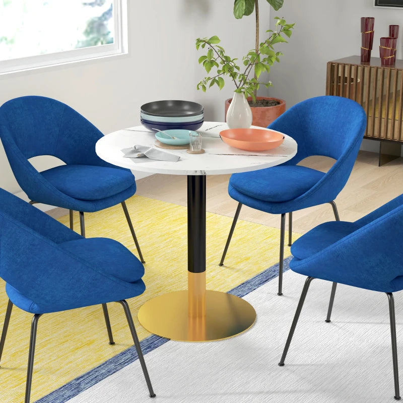 Round Dining Table, Modern Dining Room Table with Faux Marble Top, Steel Base, Space Saving Small Kitchen Table, White Multi Market World Inc.