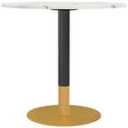 Round Dining Table, Modern Dining Room Table with Faux Marble Top, Steel Base, Space Saving Small Kitchen Table, White Multi Market World Inc.