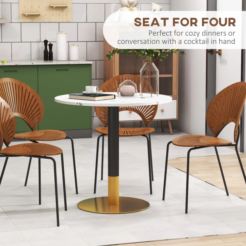 Round Dining Table, Modern Dining Room Table with Faux Marble Top, Steel Base, Space Saving Small Kitchen Table, White Multi Market World Inc.