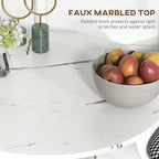 Round Dining Table, Modern Dining Room Table with Faux Marble Top, Steel Base, Space Saving Small Kitchen Table, White Multi Market World Inc.