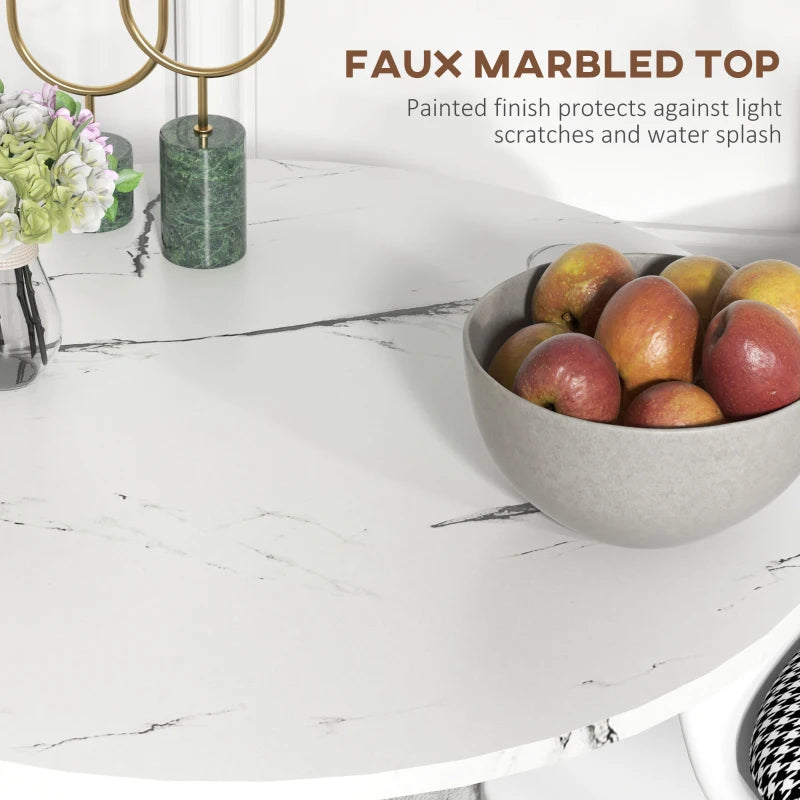 Round Dining Table, Modern Dining Room Table with Faux Marble Top, Steel Base, Space Saving Small Kitchen Table, White Multi Market World Inc.