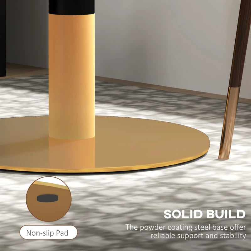 Round Dining Table, Modern Dining Room Table with Faux Marble Top, Steel Base, Space Saving Small Kitchen Table, White Multi Market World Inc.