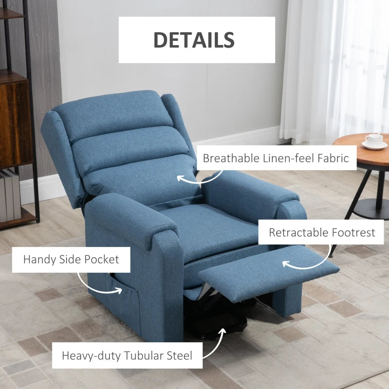 Lift Chair for Elderly, Power Chair Recliner with Footrest, Remote Control, Side Pockets for Living Room, Blue Multi Market World Inc.