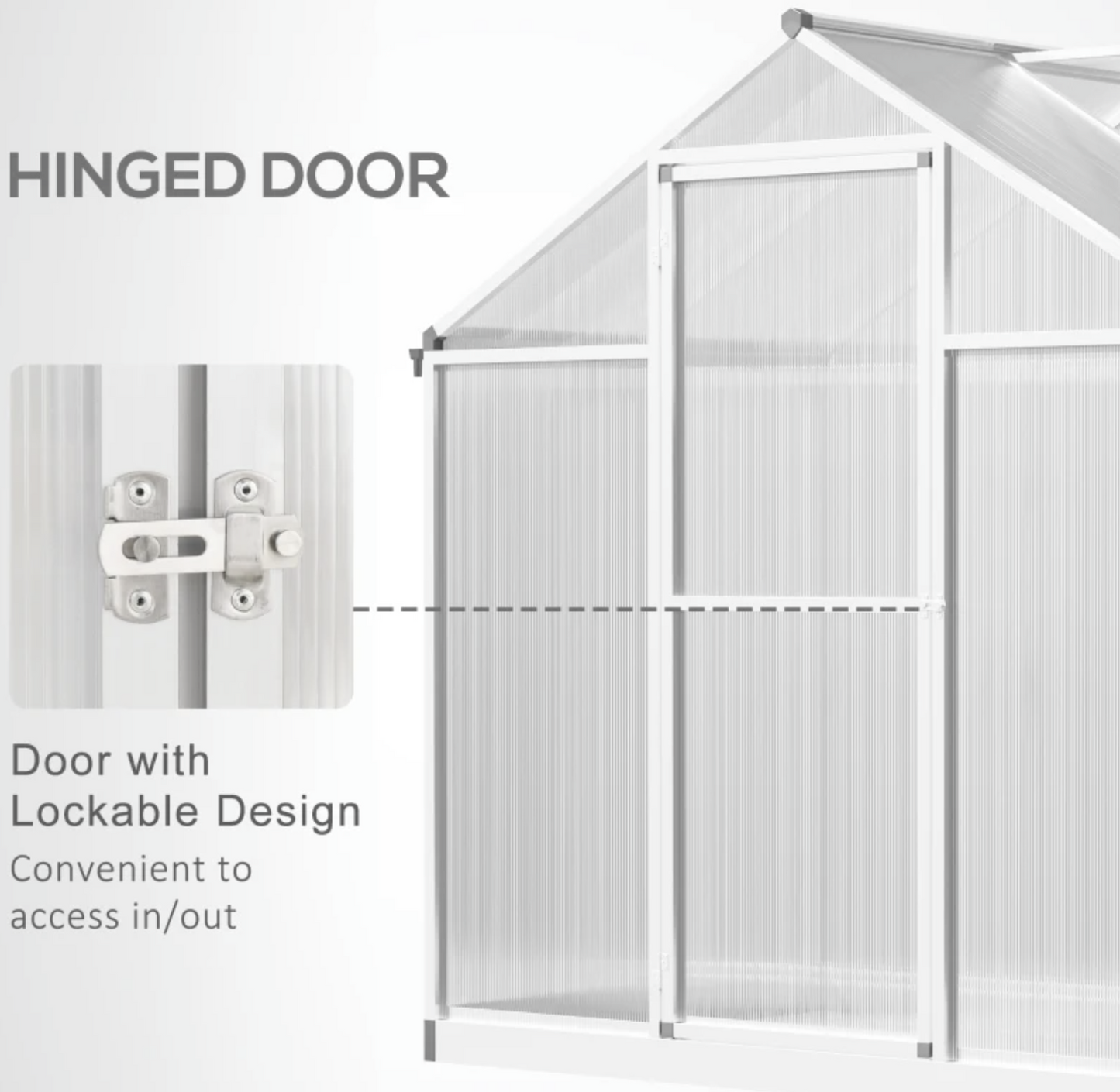 4' x 6.2' x 6.4' Walk-in Garden Greenhouse, Polycarbonate Panels Plants Flower Growth Shed, Cold Aluminum Frame Outdoor Portable Warm House