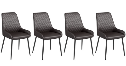 Modern PU Leather Dining Chairs with Steel Legs – Tufted High Back Design (Single)