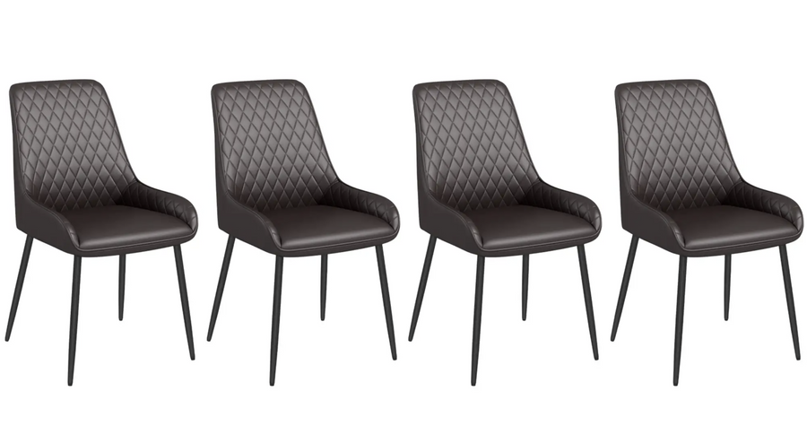 Modern PU Leather Dining Chairs with Steel Legs – Tufted High Back Design (Single) Multi Market World Inc.