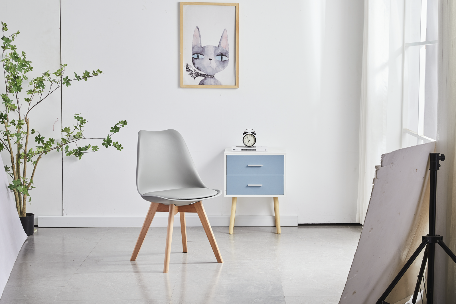 Modern Eiffel Dining Chairs – Wood Legs & Metal Support Frame (1 piece) Multi Market World Inc.