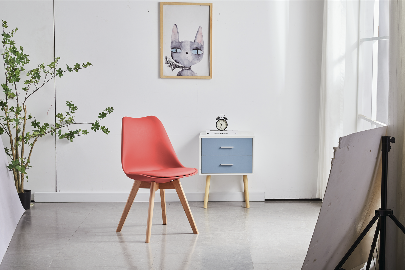 Modern Eiffel Dining Chairs – Wood Legs & Metal Support Frame (1 piece) Multi Market World Inc.