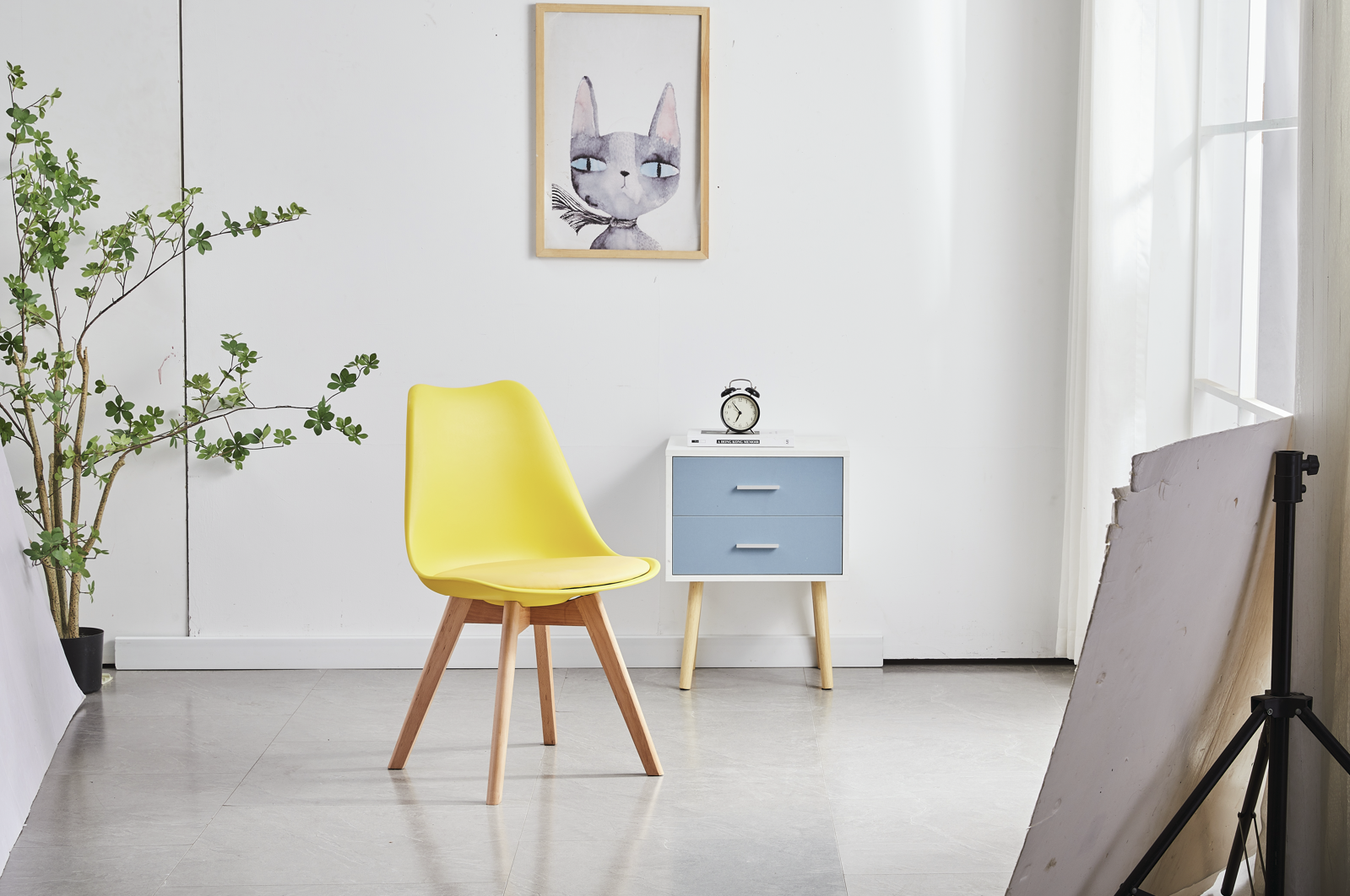 Modern Eiffel Dining Chairs – Wood Legs & Metal Support Frame (1 piece) Multi Market World Inc.