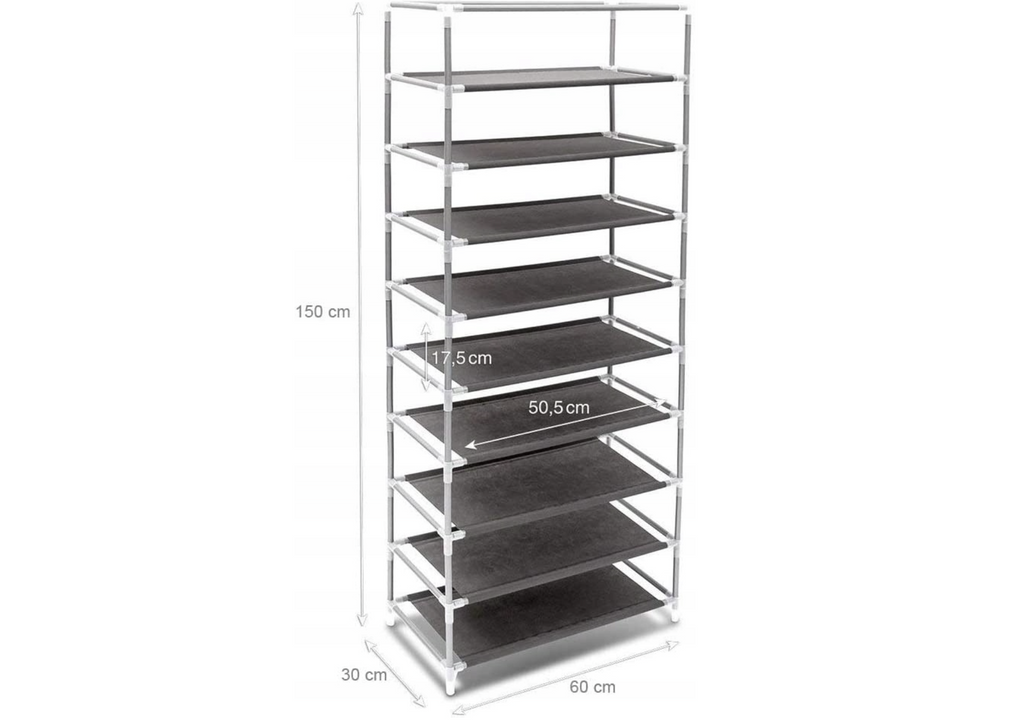 Fabric Shoe Cabinet with Cover,  162 x 57 x 29 cm, Grey Multi Market World Inc.