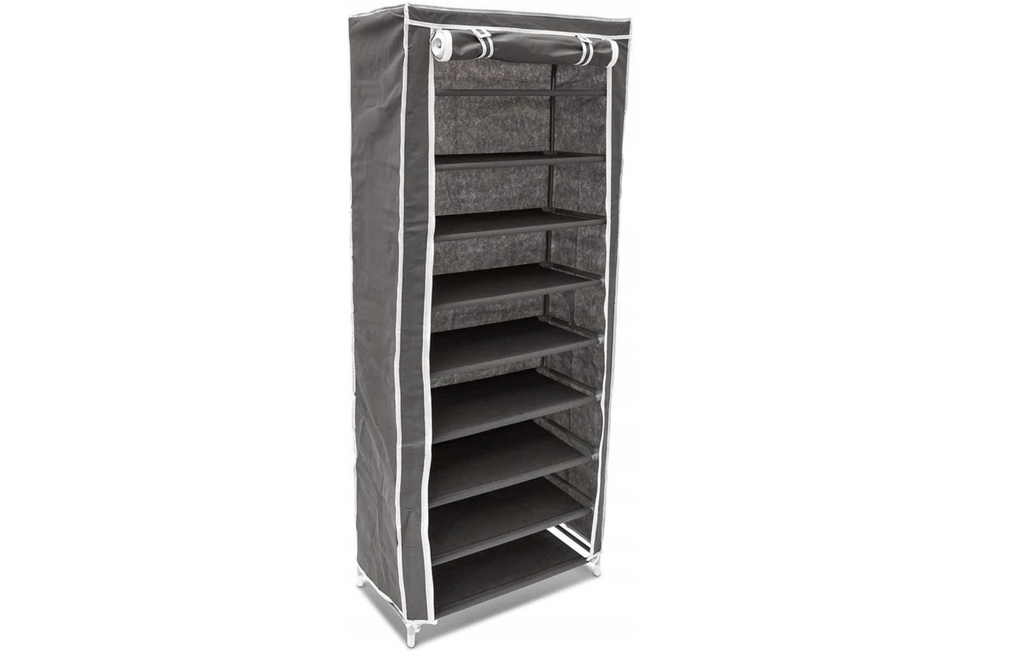 Fabric Shoe Cabinet with Cover,  162 x 57 x 29 cm, Grey Multi Market World Inc.