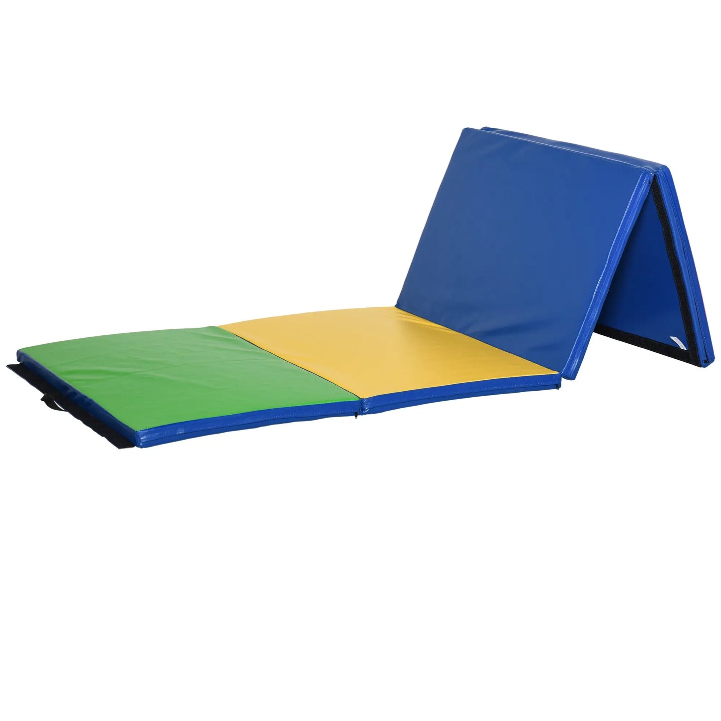 4'x10'x2'' Folding Gymnastics Tumbling Mat, Exercise Mat with Carrying Handles for Yoga, MMA, Martial Arts, Stretching, Core Workouts, MultiColor