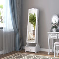 Standing Jewelry Cabinet Organizer Jewelry Armoire with LED Lights, Full Length Mirror, Adjustable Angle, White Multi Market World Inc.