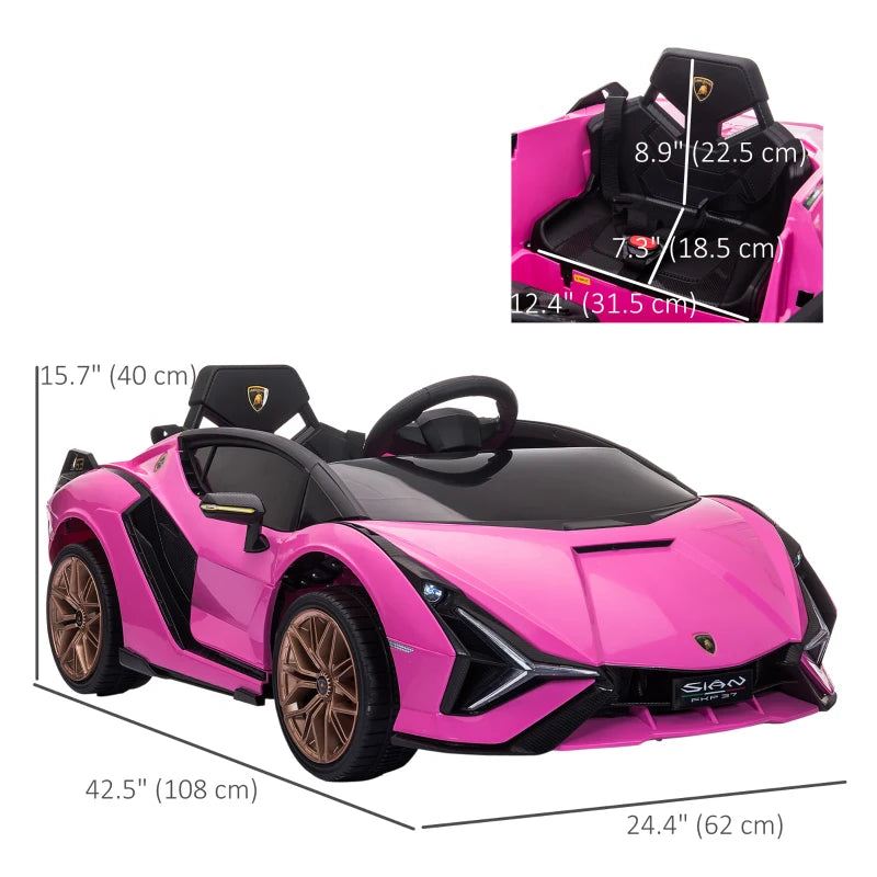 Compatible 12V Battery-powered Kids Electric Ride On Car Toy with Parental Remote Control Music Lights MP3 for 3-5 Years Old Pink Multi Market World Inc.