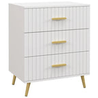 3 Drawer Cabinet, Drawer Chest for Bedroom, Chest of Drawers with Aluminium Legs and Gold Handles, White Multi Market World Inc.