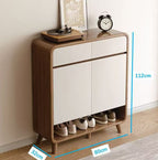Shoe Storage Cabinet, 80 cm Wide, 2 Doors with Open Shelf, White, Minimalist Entryway Organizer Multi Market World Inc.