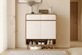 Shoe Storage Cabinet, 80 cm Wide, 2 Doors with Open Shelf, White, Minimalist Entryway Organizer Multi Market World Inc.