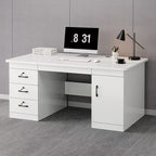 Home Office Computer Desk, 120 cm, White, 3 Lockable Drawers, 1-Door Cabinet, MDF Construction Multi Market World Inc.