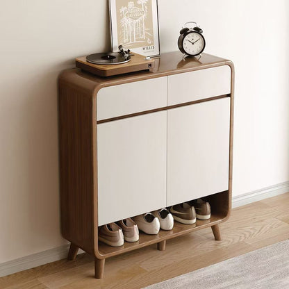 Shoe Storage Cabinet, 90 cm Wide, 3 Doors with Open Shelf, White, Minimalist Entryway Organizer