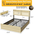 Queen Size Frame with Headboard , with 4 drawers /app control LED / Socket Multi Market World Inc.