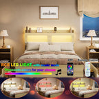 Queen Size Frame with Headboard , with 4 drawers /app control LED / Socket Multi Market World Inc.
