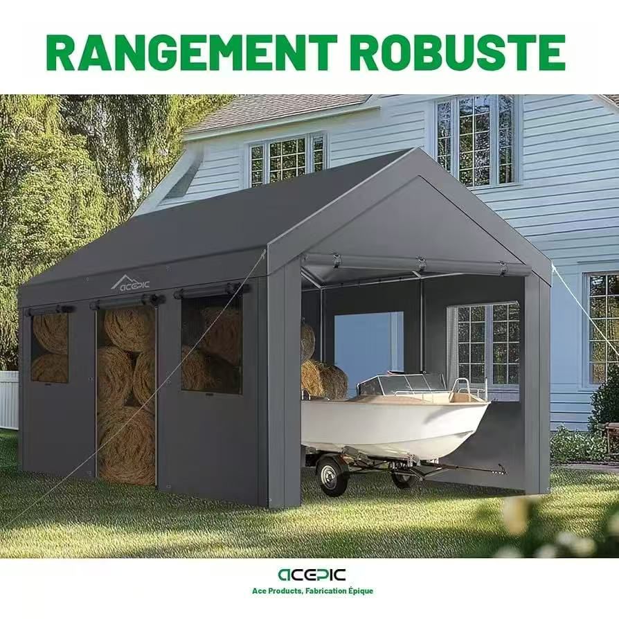 11x20 ft Gazebo Car Shelter with zipper door, for car parking