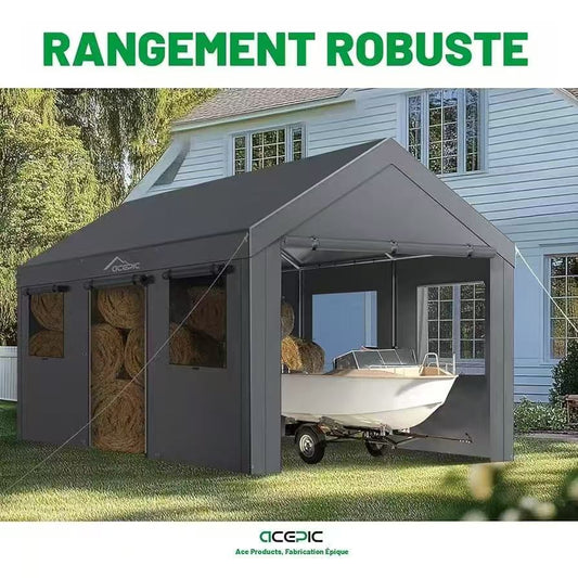 11x20 ft Gazebo Car Shelter with zipper door, for car parking