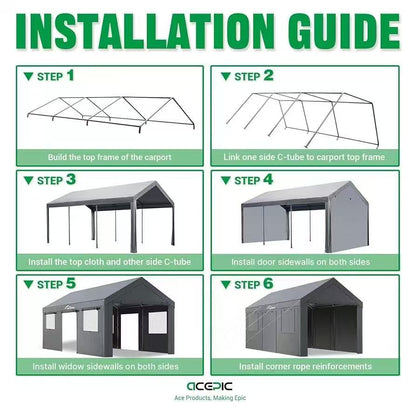11x20 ft Gazebo Car Shelter with zipper door, for car parking