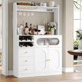 Kitchen Pantry Storage Cabinet with Hutch, Buffet Cabinet with Storage, Coffee Bar Cabinets with Power Outlets, Microwave Stand, Wine Racks, White Multi Market World Inc.