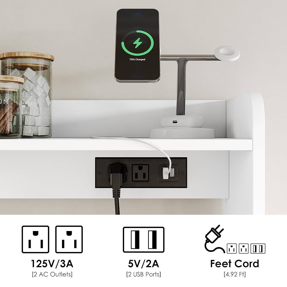 Kitchen Pantry Storage Cabinet with Hutch, Buffet Cabinet with Storage, Coffee Bar Cabinets with Power Outlets, Microwave Stand, Wine Racks, White Multi Market World Inc.