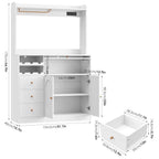 Kitchen Pantry Storage Cabinet with Hutch, Buffet Cabinet with Storage, Coffee Bar Cabinets with Power Outlets, Microwave Stand, Wine Racks, White Multi Market World Inc.